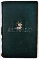 Képeslapalbum 112 férőhellyel, benne 224 db motívum lap, üdvözlő lapok, hölgy motívumú és vallási témájú lapok, néhány litho / Postcard album for 112 postcards, including 224 motive cards, greeting cards, ladies, religion, some litho