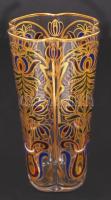 Szecessziós emlékpohár, gazdagon festett, jelzett, pereme aranyozott, hibátlan, m:11 cm