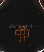 Szecessziós emlékpohár, gazdagon festett, jelzett, pereme aranyozott, hibátlan, m:11 cm