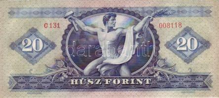 1957. 20Ft "C" sorszám egyenetlen nyomással, hátlap enyhén ferdén nyomva  T:I
