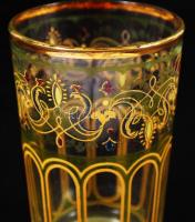 Antik vizes pohár, kézzel festett, hibátlan, m:10 cm