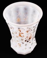 Antik kehely, kézzel festett opálüveg,hibátlan, m:12 cm