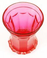 Bíbor lila üveg kehely, több rétegű, hibátlan, m:11,5 cm