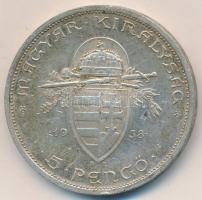 1938. 5P Ag "Szent István" T:2 Adamo P8.1