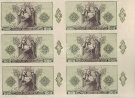 1940. 2P 6-os vízszintes összefüggő tömbben, fázisnyomat csak hátlap, sorozat és sorszám nélkül T:I