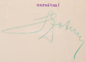 Szőts Ernő, a Magyar Rádió első menedzserének aláírása, egy általa írt levélen, hozzáadva a halála u...