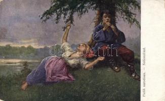 4 db régi képeslap: Goisern és vallás, folklór valamint művész motívumú lapok / 4 old postcards, Goi...