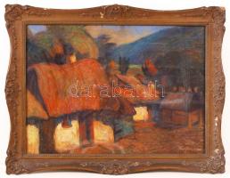 Szigeti Jenő (1881-1944): Óbudai házak. Pasztell, papír, sérült, üvegezett keretben, 43×62 cm