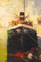 Olvashatatlan jelzéssel: Hajók. Olaj, vászon, antik keretben, 40×50 cm