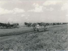 1942 Thöresz Dezső (1902-1963): Vonulás a keleti hadszíntérre. A 2. magyar hadsereg kivonulása a Don-kanyarhoz. A szerző az oda utat fényképezte, kb. 130-150 eredeti negatív őrzi a katonák harctérre vonulását, ez a kép mai másolat a gyűjteményben található eredeti negatívról, 12x17 cm / military photo