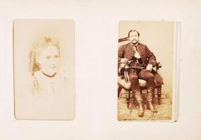 cca 1870-1900 Arisztokrata család rézveretes, csatos, vizitkártya albuma, Európára kiterjedő rokonsá...