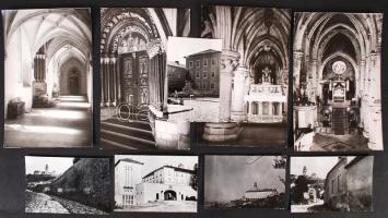 cca 1950-1960 Pannonhalmi fotótétel, 9 db fényképből négy feliratozva, 6x8 és 9x1 cm-es méretben
