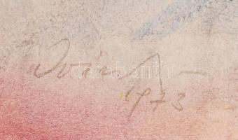 Iványi Ödön (1918-1985): Dunazug. Akvarell, papír, papír, jelzett, üvegezett keretben, 40×60 cm