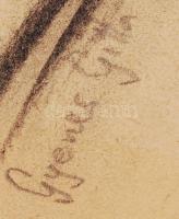 Gyenes jelzéssel: Női arc. Ceruza, papír, paszpartuban, 45×28 cm