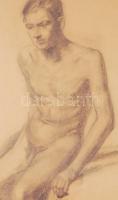 Vitéz jelzéssel: Férfi akt. Ceruza, papír, paszpartuban, 45×28 cm