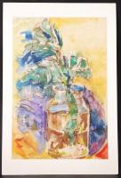 Fonyódi Kálmán (1936-): Csendélet befőttesüveggel. Akvarell, papír, jelzett, paszpartuban, 50×33 cm