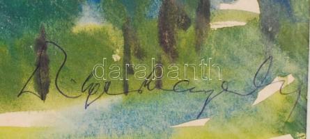 Fonyódi Kálmán (1936-): Spigli hegy. Akvarell, papír, jelzett, paszpartuban, 28×40 cm