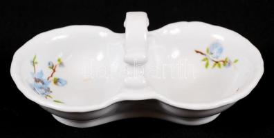 Zsolnay virág mintás készlet, egy tányéron apró lepattanás, jelzett, 24 db