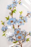 Zsolnay virág mintás készlet, egy tányéron apró lepattanás, jelzett, 24 db