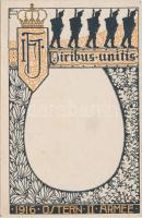 1916 'Ostern II Armee' K.u.K. military, Viribus Unitis, Wiener style art postcard, Athenaeum Budapest s: Löring