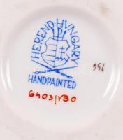 Herendi Viktória mintás karmos kis váza, kézzel festett, jelzett, hibátlan, m:10 cm, d:10,5 cm