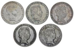 1842B, 1845B, 1846B, 1847B, 1848B 10Kr Ag "V. Ferdinánd" 5db klf évszám, Körmöcbánya T:vegyes Hungary 1842B-1848B 10 Kreuzer Ag "Ferdinand V" 5pcs of different dates, Kremnitz C:mixed Huszár: 2085., Unger III.: 1422.
