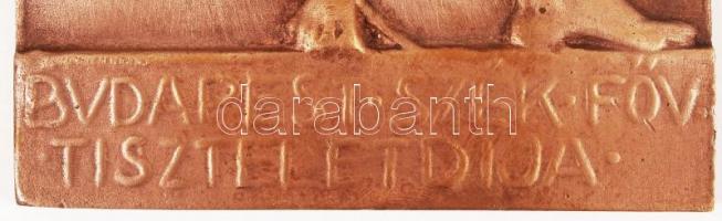 Sződy Szilárd (1878-1939): Vívó férfi. Réz falikép, jelzett, 23×11,5 cm