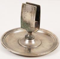 Női arcképes fém gyufatartó, m:10 cm, d:14 cm