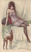 Italian erotic art postcard s: Bompard