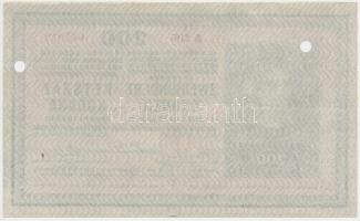 1918. 200K "2000" feletti sorozatszámmal, hullámos hátlap, lyukasztással érvénytelenítve T...