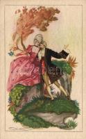 Baroque couple, Italian art postcard, Degami s: Mauzan (fa)