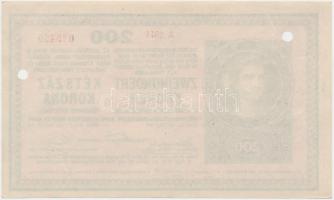 1918. 200K "2000" feletti sorozatszámmal, sima hátlappal, lyukasztással érvénytelenítve T:...