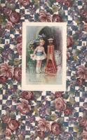 Floral Italian art postcard, girl s: Colombo