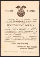 cca 1940 Nemzeti Szocialista Magyar Munkáspárt kaszáskeresztes röplap / cca 1940 Hungarian National Socialist party flyer
