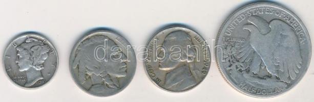 Amerikai Egyesült Államok 1919. 5c "Buffalo" + 1941. 1d Ag "Mercury" + 1920. 1/2...