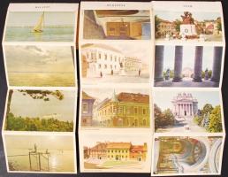12 db MODERN magyar városképes leporello összesen 76db saját tokjában / 12 modern Hungarian town-view leporello with 76 cards in case