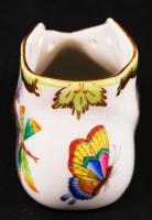 Herendi Viktória mintás cipő, kézzel festett, jelzett, hibátlan, h:9,5 cm / Herend chinaware shoe