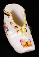 Herendi Viktória mintás cipő, kézzel festett, jelzett, hibátlan, h:9,5 cm / Herend chinaware shoe
