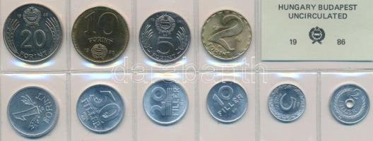 1986. 2f-20Ft 10db klf érmés forgalmi sor fóliatokban T:1