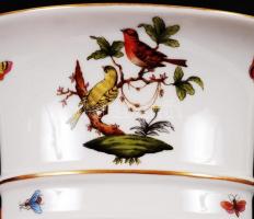 Herendi Rothschild ovális váza, kézzel festett, hibátlan, jelzett,  m:10 cm, h:15 cm