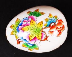 Herendi Viktória mintás tojás, kézzel festett, jelzett, hibátlan, m:5 cm, h:6 cm