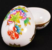 Herendi Viktória mintás tojás, kézzel festett, jelzett, hibátlan, m:5 cm, h:6 cm
