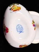 Herendi Viktória mintás tojás, kézzel festett, jelzett, hibátlan, m:5 cm, h:6 cm