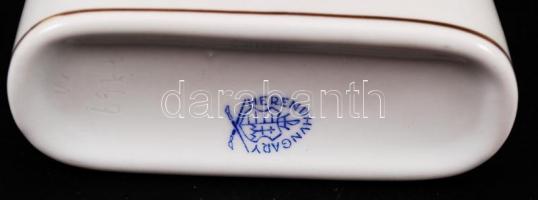 Herendi "Jó szerencsét" feliratú fogpiszkálótartó, kézzel festett, jelzett, hibátlan, m:6 ...