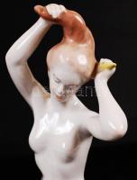 Aquincumi fésülködő akt, kézzel festett, jelzett, hibátlan, m:21 cm