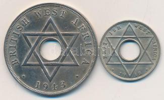 Angol Nyugat-Afrika 1938-1943. 1/10p + 1p T:2
British West Africa 1938-1943. 1/10 Penny + 1 Penny C:...