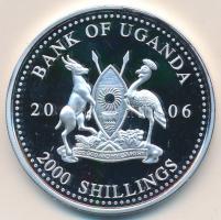 Uganda 2006. 2000Sh Ag "A labdarúgás halhatatlanjainak csarnoka - Anglia 1980-as évek/Gary Lineker" T:PP Uganda 2006. 2000 Shilling Ag "Hall of Fame of football - England 1980s/Gary Lineker" C:PP