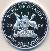 Uganda 2006. 2000Sh Ag "A labdarúgás halhatatlanjainak csarnoka - Brazília 1980-as évek/Zico" T:PP Uganda 2006. 2000 Shilling Ag "Hall of Fame of football - Brazil 1980s/Zico" C:PP