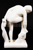 Pándi Kiss tervezte porcelán akt, fehér mázas, jelzés nélkül, hibátlan, m:21 cm