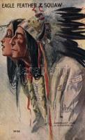 Eagle feather & Squaw, Native American folklore, Emb.; H. H. Tammen 3432. s: L. Peterson